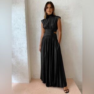 Commense Mock Neck Cut Out Long Dress